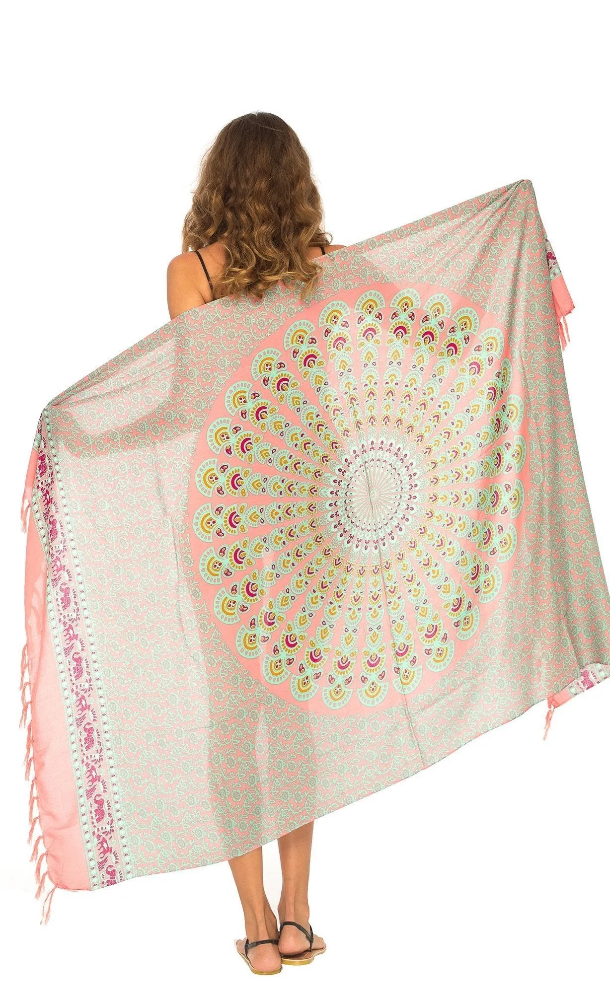SHU-SHI Women Beach Cover Up Sarong Swimsuit Cover-Up Pareo Coverups Print