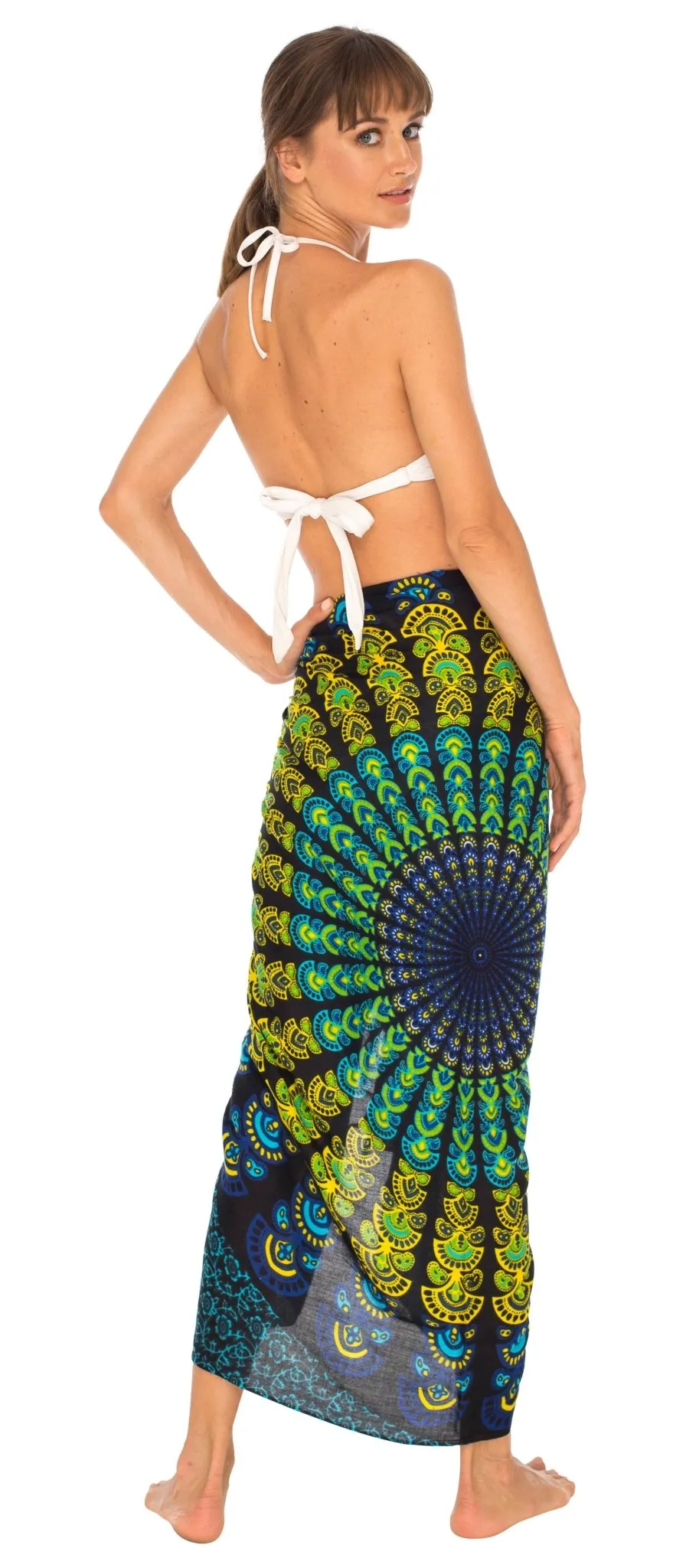 SHU-SHI Women Beach Cover Up Sarong Swimsuit Cover-Up Pareo Coverups Print