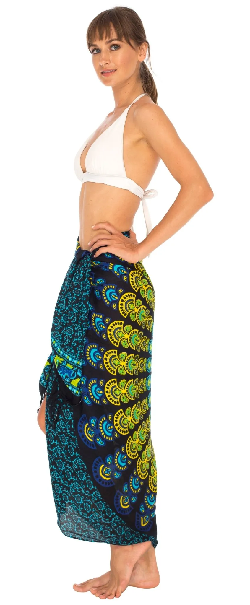 SHU-SHI Women Beach Cover Up Sarong Swimsuit Cover-Up Pareo Coverups Print