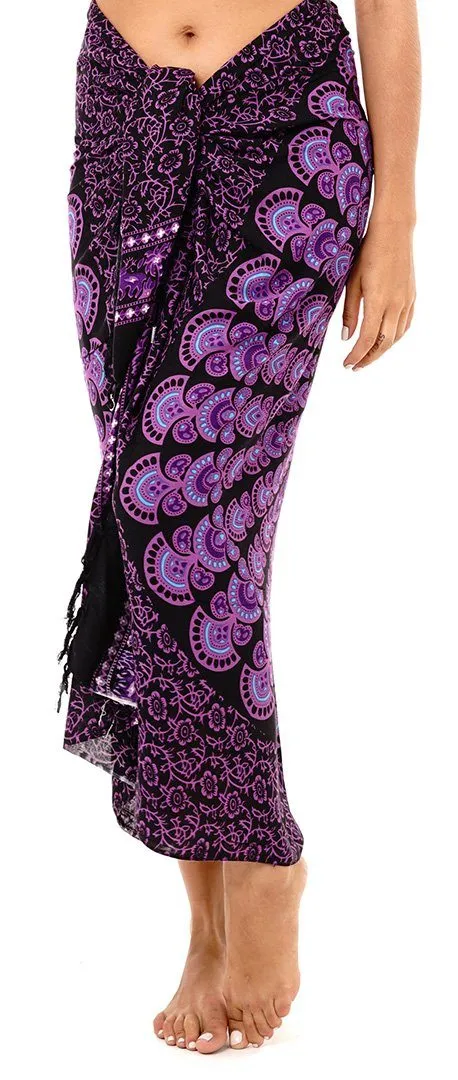 SHU-SHI Women Beach Cover Up Sarong Swimsuit Cover-Up Pareo Coverups Print