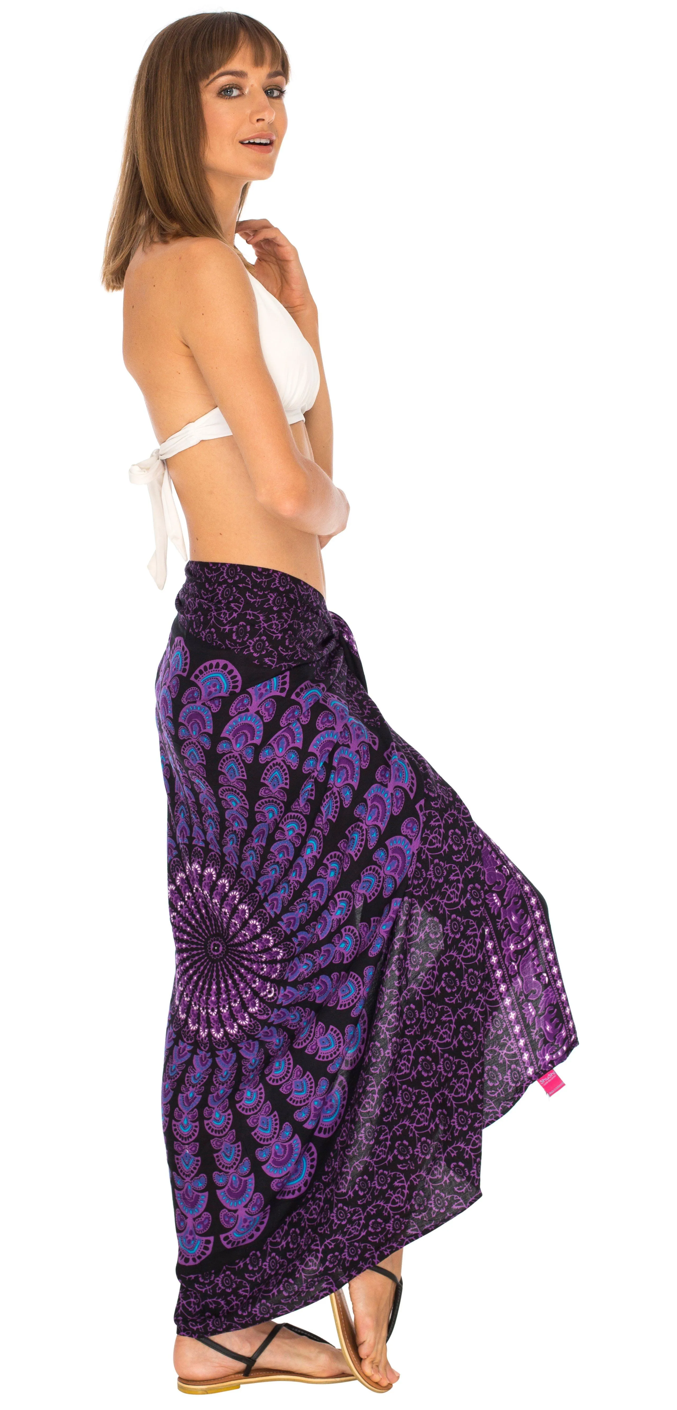 SHU-SHI Women Beach Cover Up Sarong Swimsuit Cover-Up Pareo Coverups Print
