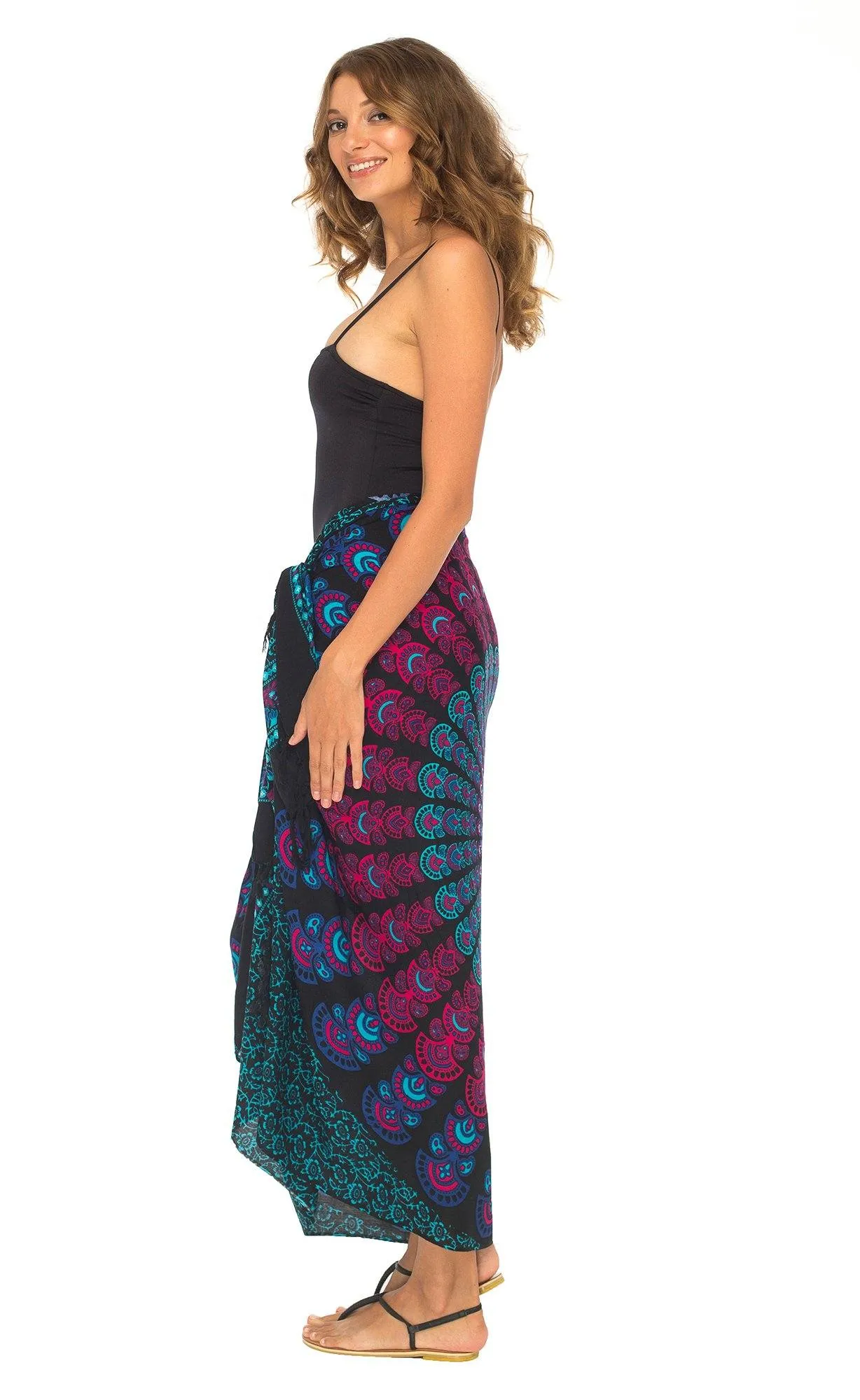 SHU-SHI Women Beach Cover Up Sarong Swimsuit Cover-Up Pareo Coverups Print