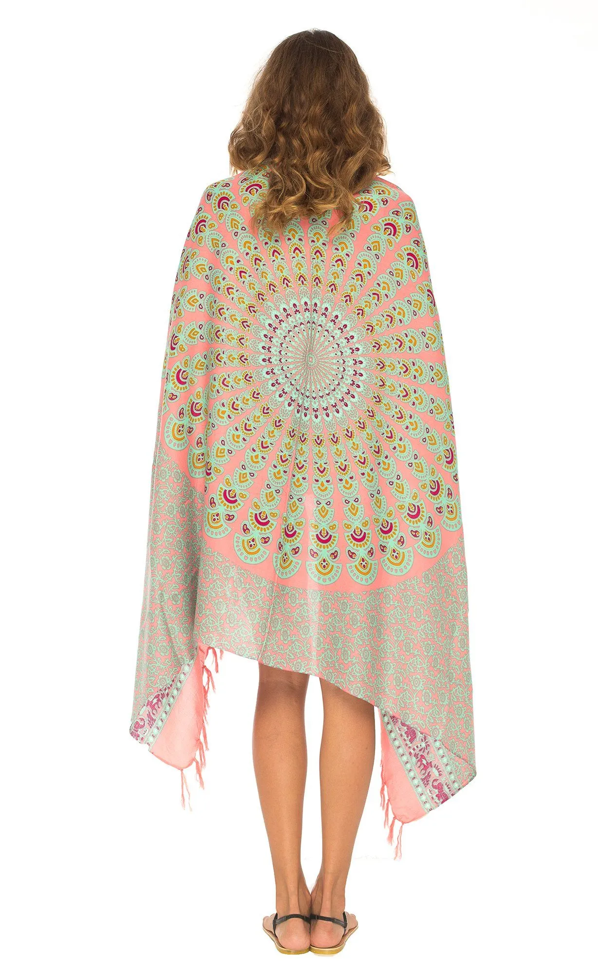 SHU-SHI Women Beach Cover Up Sarong Swimsuit Cover-Up Pareo Coverups Print