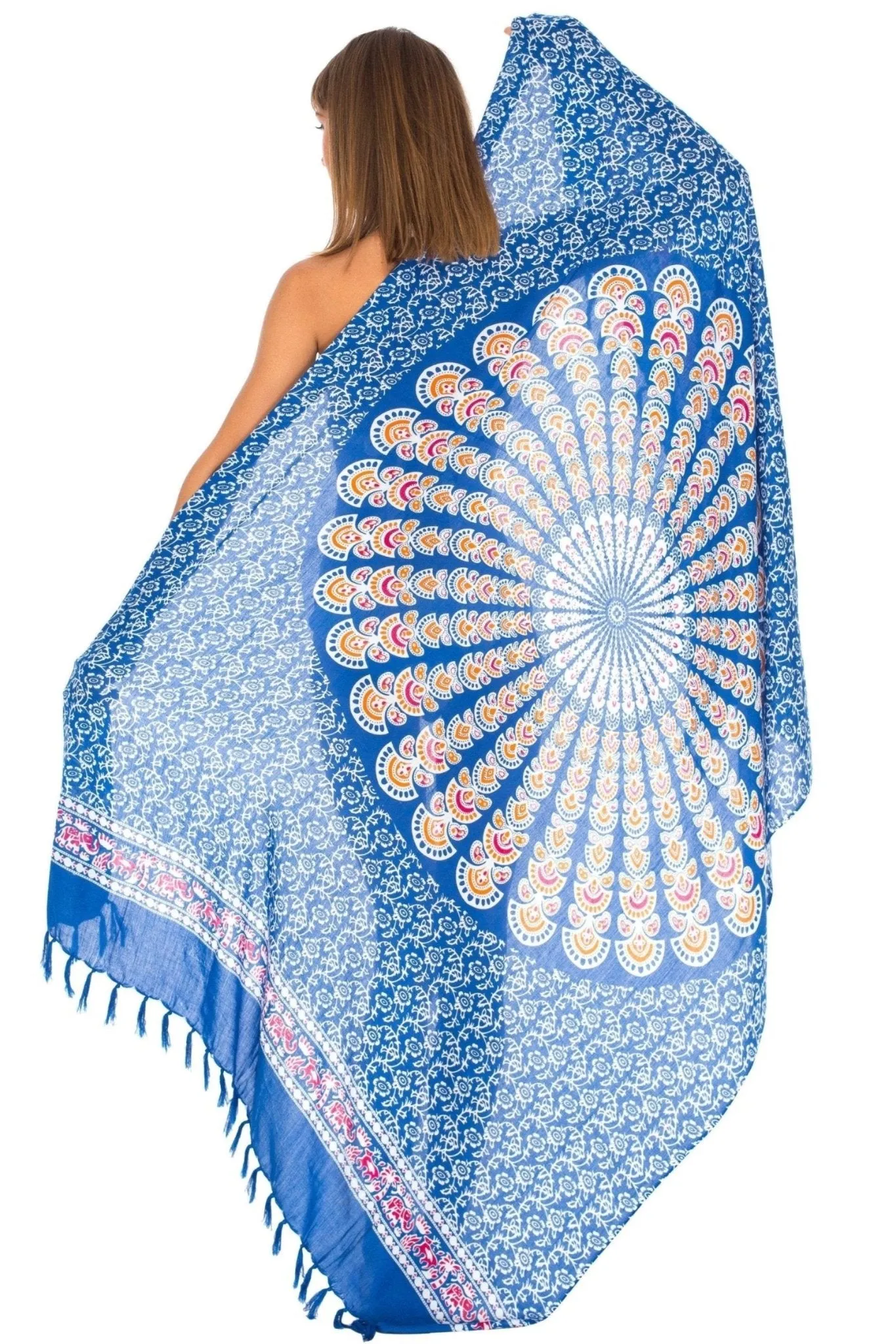 SHU-SHI Women Beach Cover Up Sarong Swimsuit Cover-Up Pareo Coverups Print