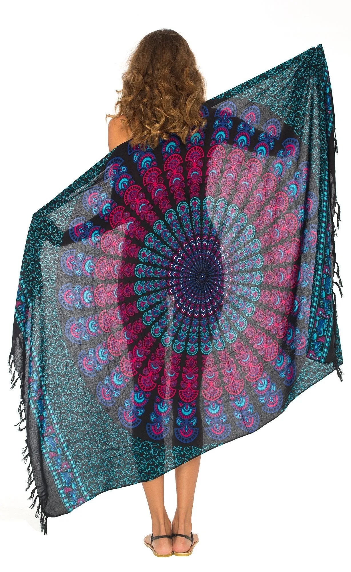 SHU-SHI Women Beach Cover Up Sarong Swimsuit Cover-Up Pareo Coverups Print