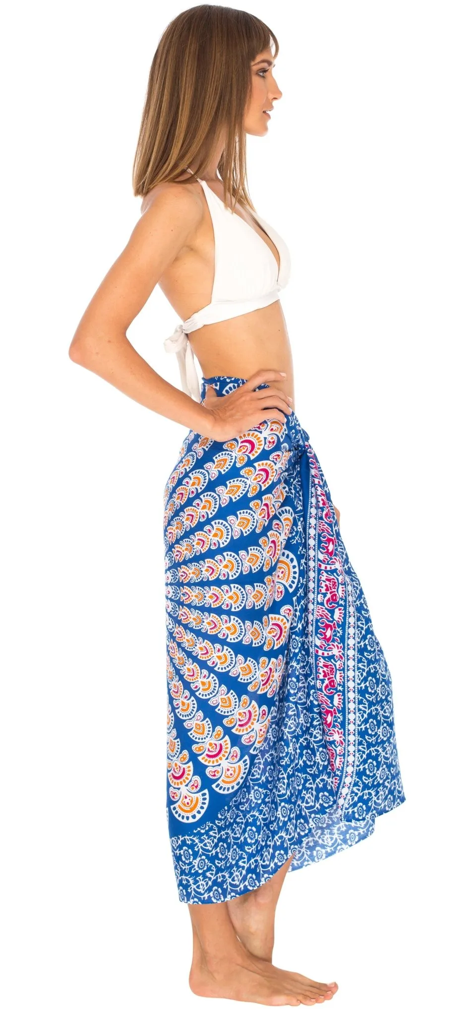SHU-SHI Women Beach Cover Up Sarong Swimsuit Cover-Up Pareo Coverups Print