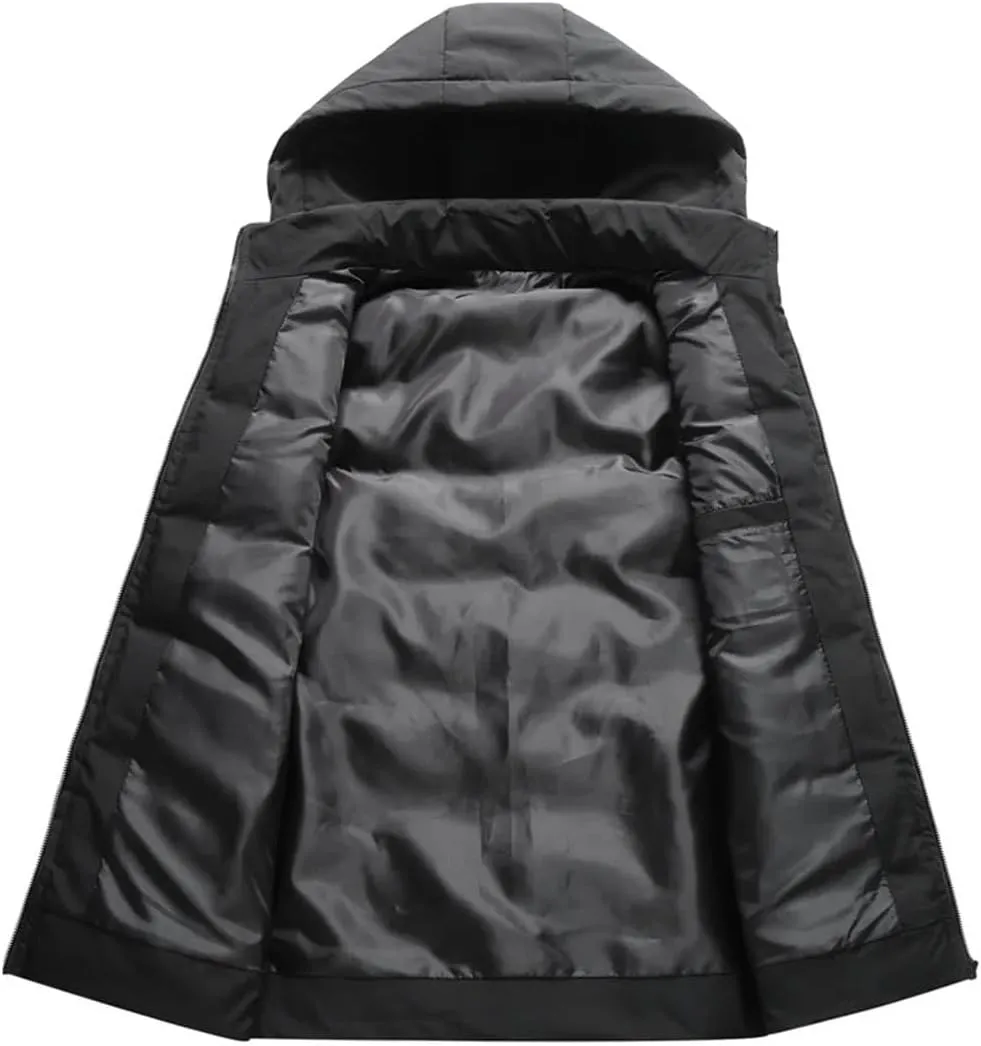 Sleeveless Vest Jacket Men Autumn Winter Fashion Cotton Padded Coats Male Thick Warm Black Waistcoat