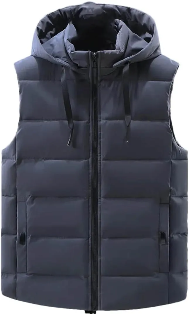 Sleeveless Vest Jacket Men Autumn Winter Fashion Cotton Padded Coats Male Thick Warm Black Waistcoat