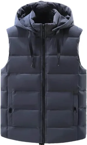 Sleeveless Vest Jacket Men Autumn Winter Fashion Cotton Padded Coats Male Thick Warm Black Waistcoat