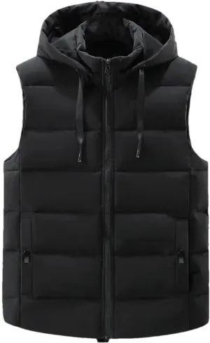 Sleeveless Vest Jacket Men Autumn Winter Fashion Cotton Padded Coats Male Thick Warm Black Waistcoat