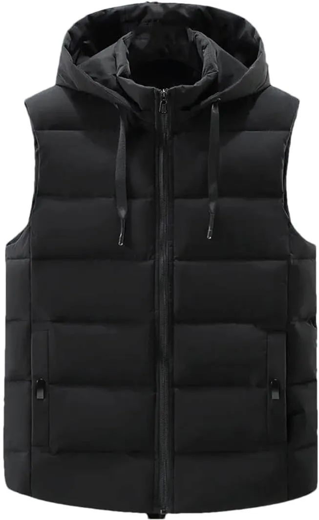 Sleeveless Vest Jacket Men Autumn Winter Fashion Cotton Padded Coats Male Thick Warm Black Waistcoat
