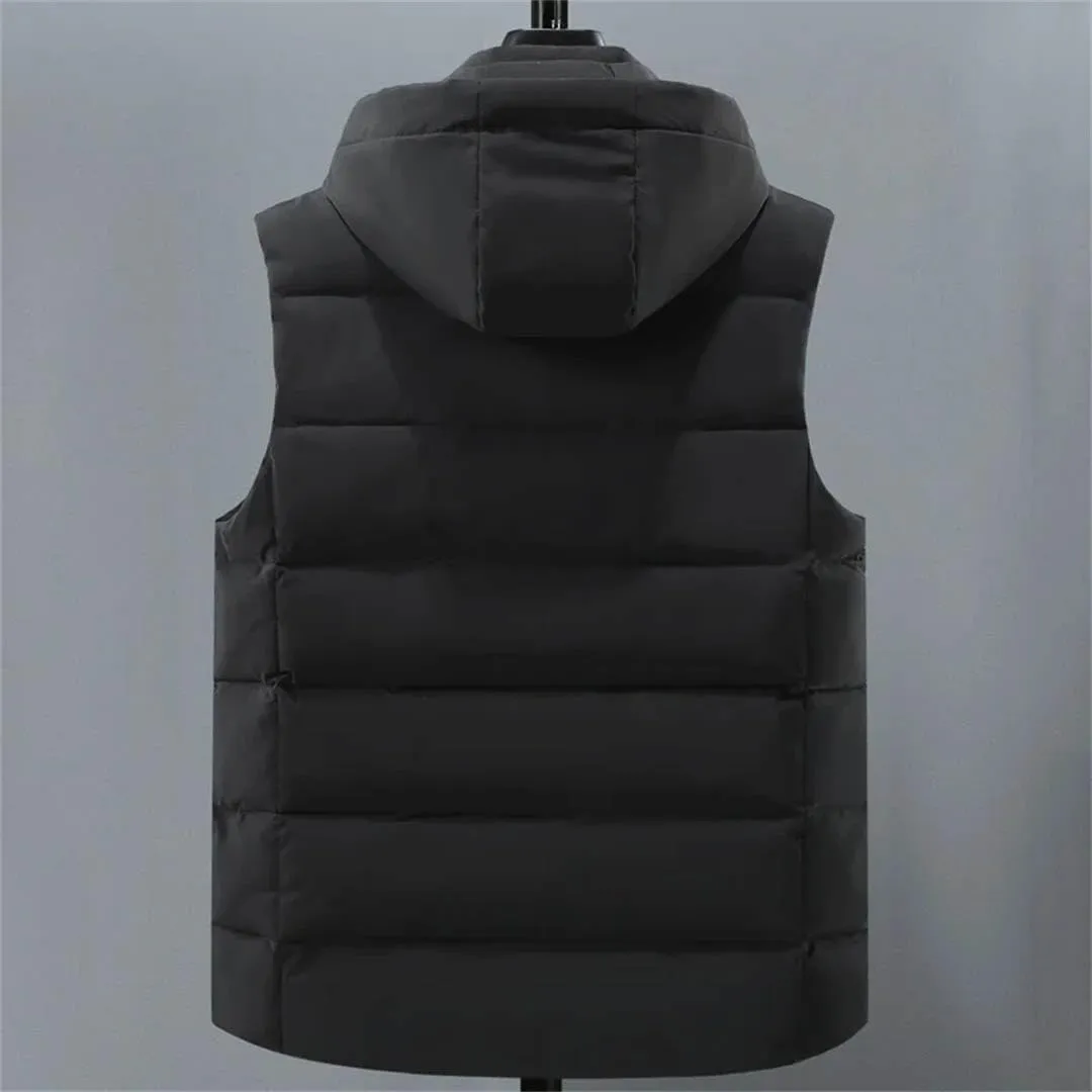 Sleeveless Vest Jacket Men Autumn Winter Fashion Cotton Padded Coats Male Thick Warm Black Waistcoat