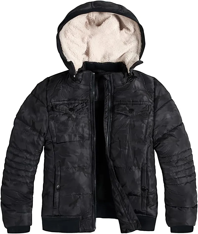 SNOW DREAMS Boys Winter Coat Ski Jacket Puffer Fleece Lined Waterproof Camouflage Warm Hooded Outerwear