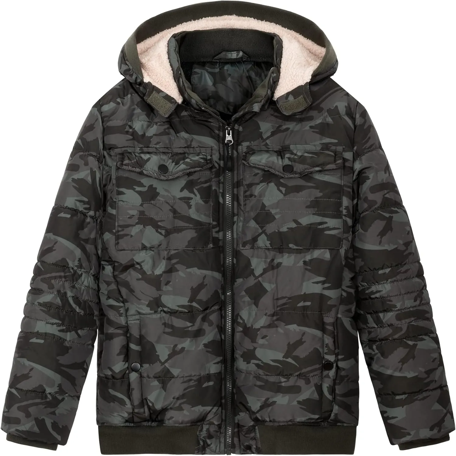 SNOW DREAMS Boys Winter Coat Ski Jacket Puffer Fleece Lined Waterproof Camouflage Warm Hooded Outerwear