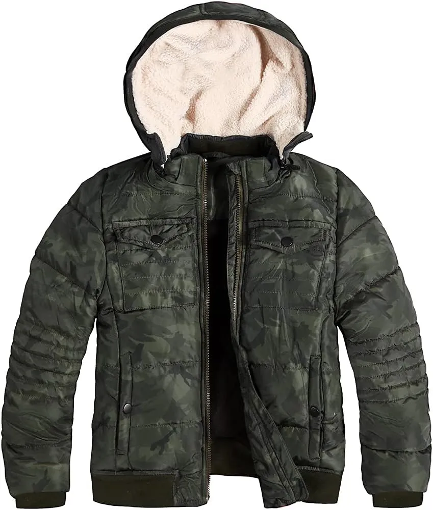 SNOW DREAMS Boys Winter Coat Ski Jacket Puffer Fleece Lined Waterproof Camouflage Warm Hooded Outerwear
