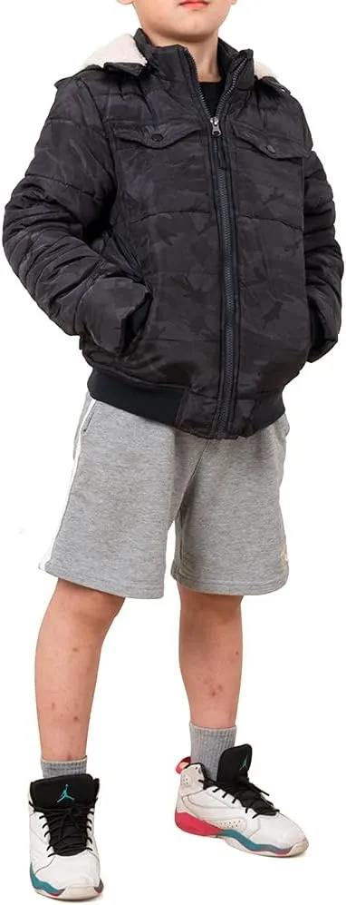 SNOW DREAMS Boys Winter Coat Ski Jacket Puffer Fleece Lined Waterproof Camouflage Warm Hooded Outerwear
