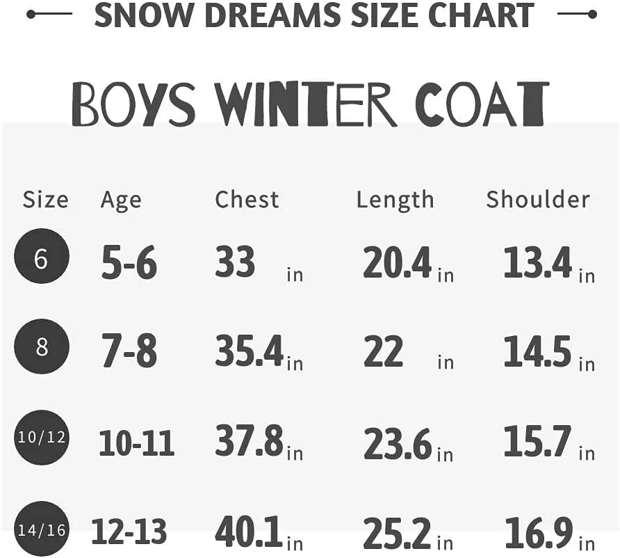 SNOW DREAMS Boys Winter Coat Ski Jacket Puffer Fleece Lined Waterproof Camouflage Warm Hooded Outerwear