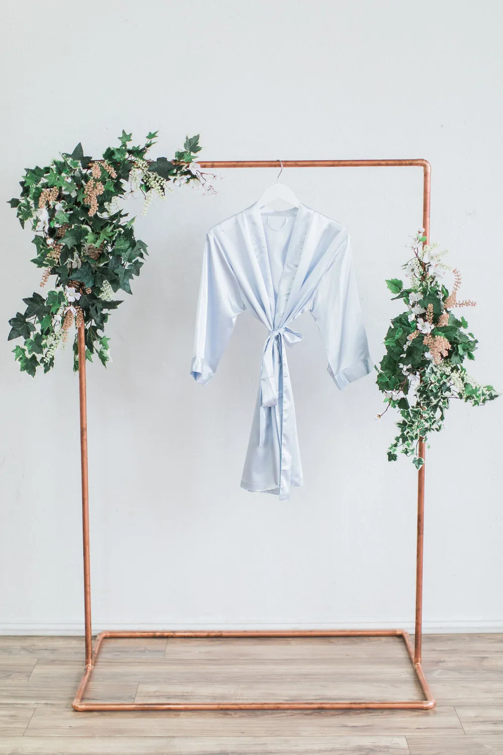 Solid Gray Satin Bridesmaid Robe
