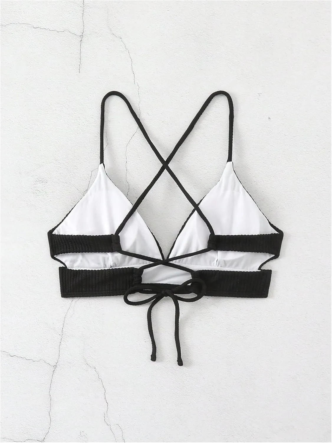 SOLY HUX Women's Criss Cross Back Bathing Suits Top Push Up Bikini Swimsuit Tops Only