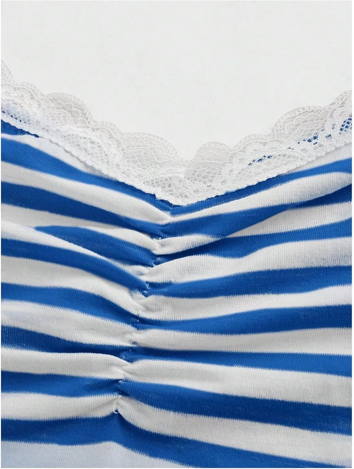 SOLY HUX Women's Y2k Tank Tops Striped Lace Trim Cami Tops Summer V Neck Fitted Camisole Shirts
