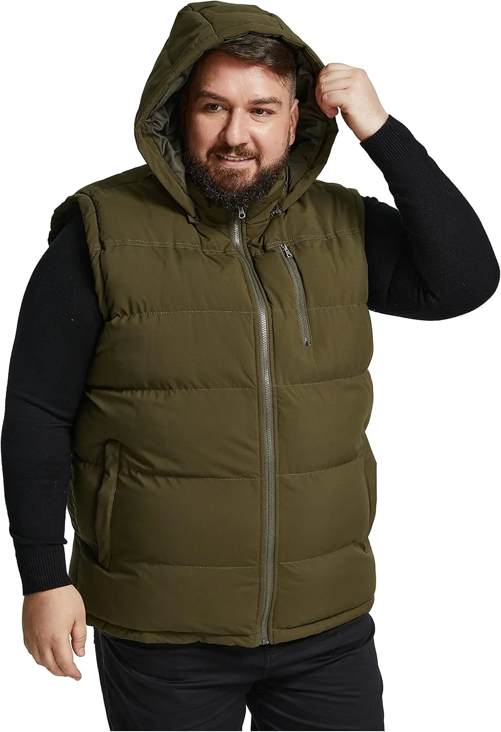 Soularge Men's Big and Tall Winter Warm Thick Utility Puffer Vest Outerwear