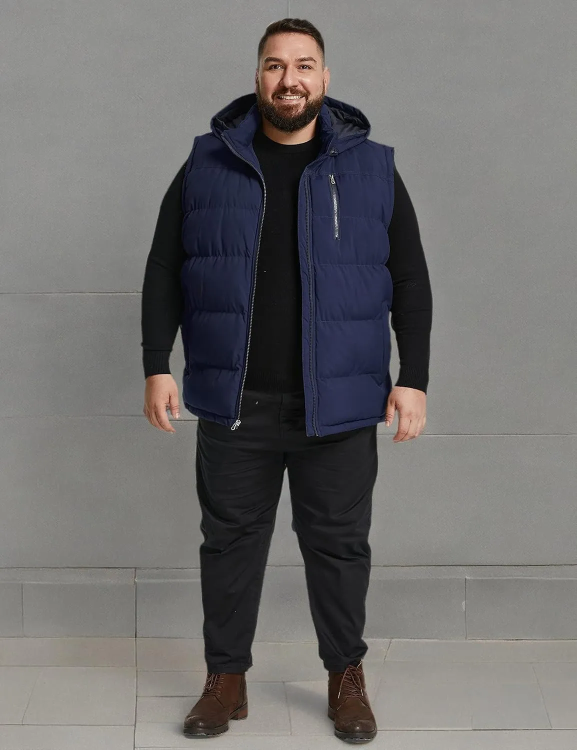 Soularge Men's Big and Tall Winter Warm Thick Utility Puffer Vest Outerwear