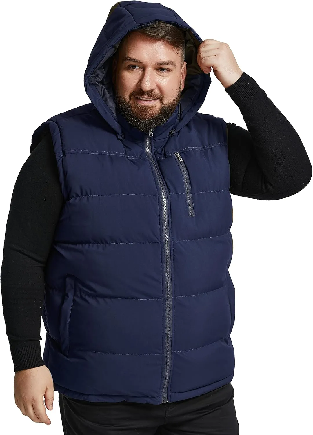 Soularge Men's Big and Tall Winter Warm Thick Utility Puffer Vest Outerwear
