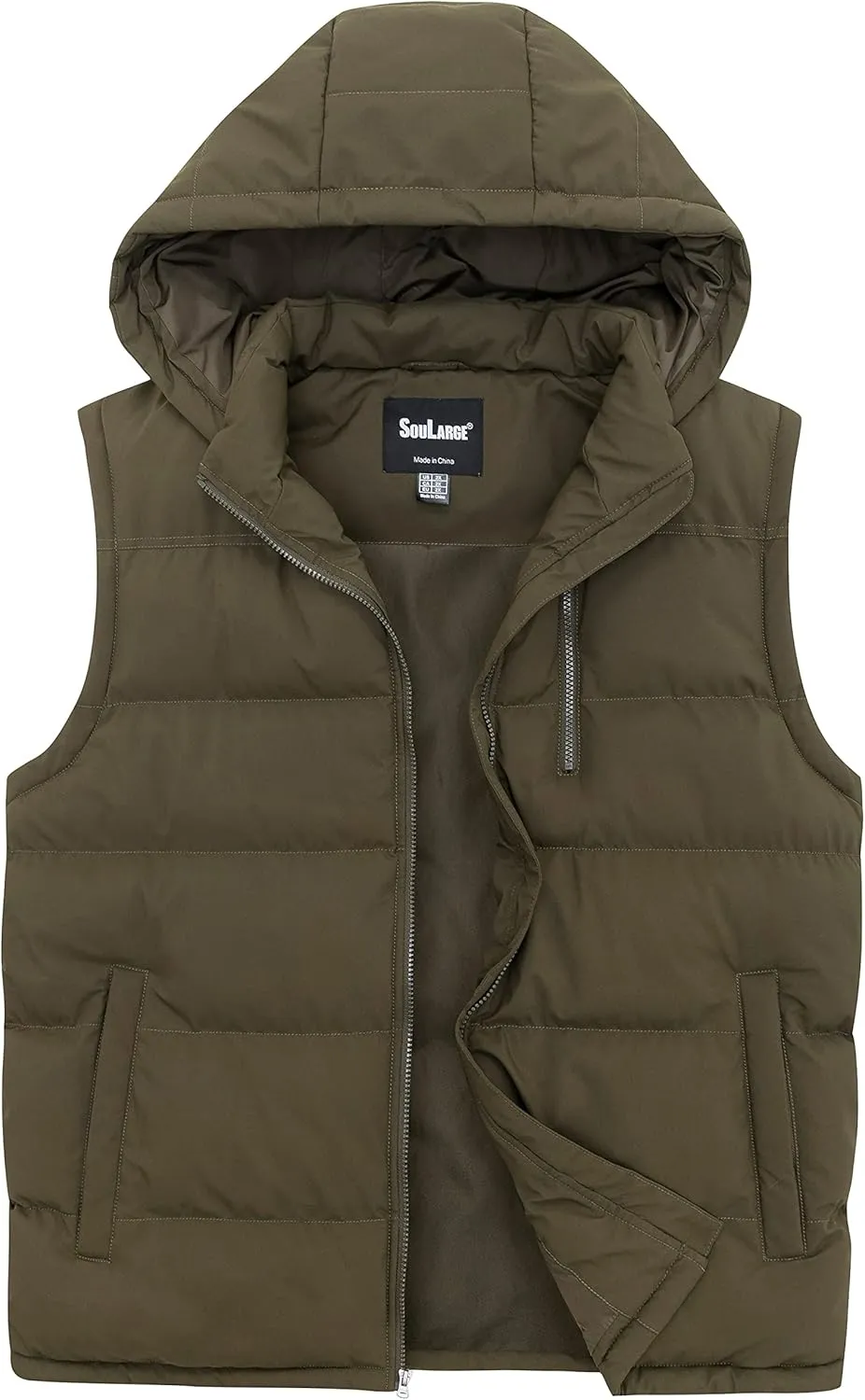 Soularge Men's Big and Tall Winter Warm Thick Utility Puffer Vest Outerwear