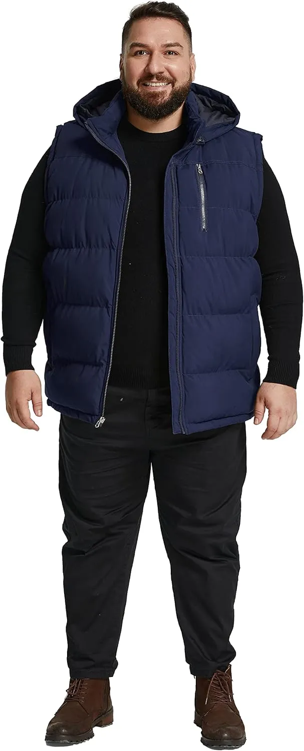 Soularge Men's Big and Tall Winter Warm Thick Utility Puffer Vest Outerwear