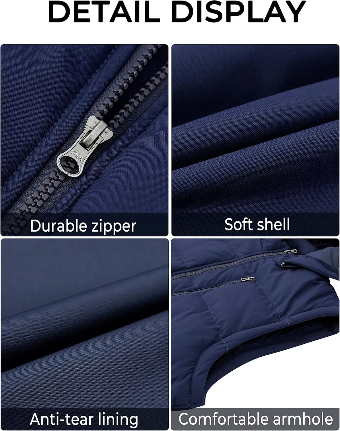 Soularge Men's Big and Tall Winter Warm Thick Utility Puffer Vest Outerwear
