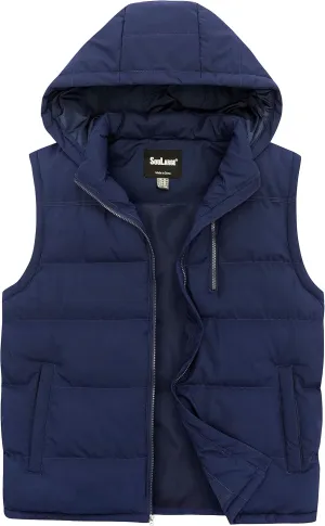 Soularge Men's Big and Tall Winter Warm Thick Utility Puffer Vest Outerwear