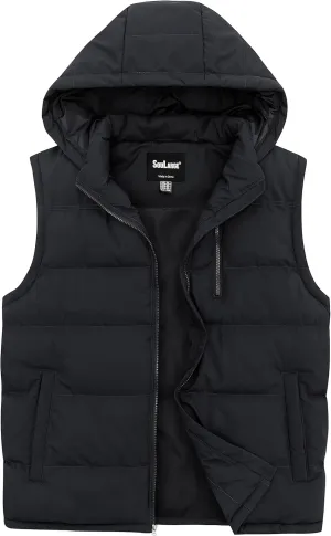 Soularge Men's Big and Tall Winter Warm Thick Utility Puffer Vest Outerwear