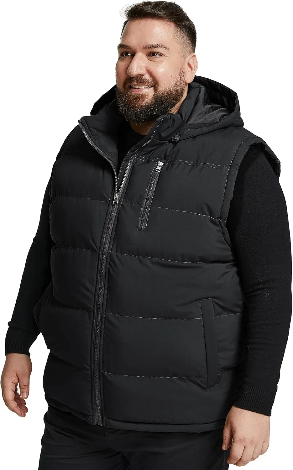 Soularge Men's Big and Tall Winter Warm Thick Utility Puffer Vest Outerwear