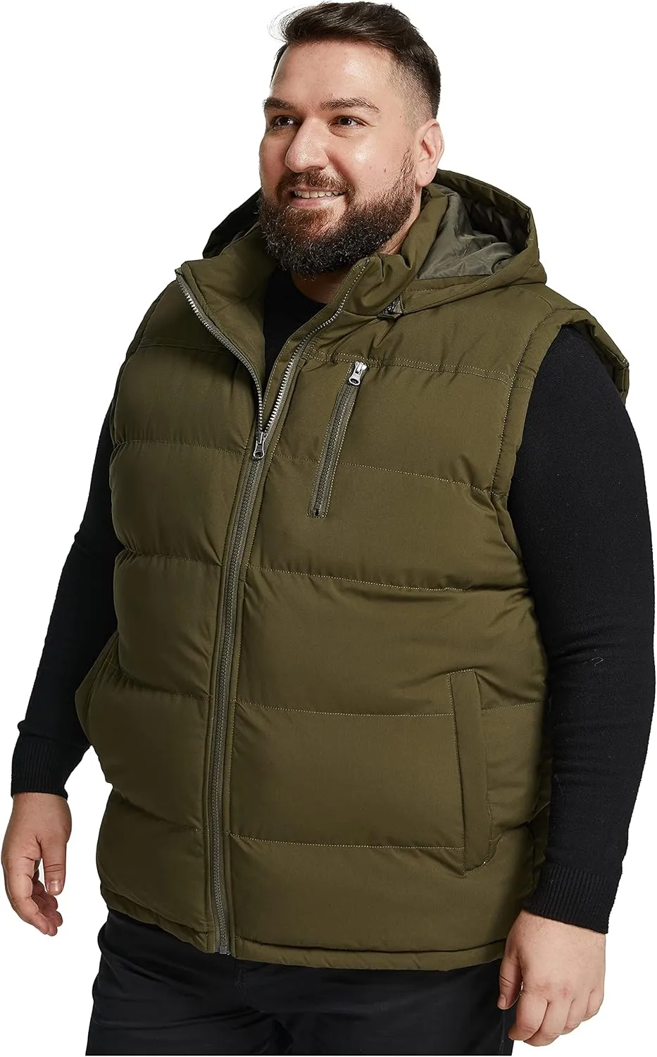 Soularge Men's Big and Tall Winter Warm Thick Utility Puffer Vest Outerwear