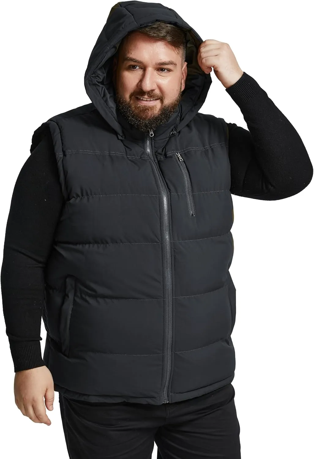 Soularge Men's Big and Tall Winter Warm Thick Utility Puffer Vest Outerwear