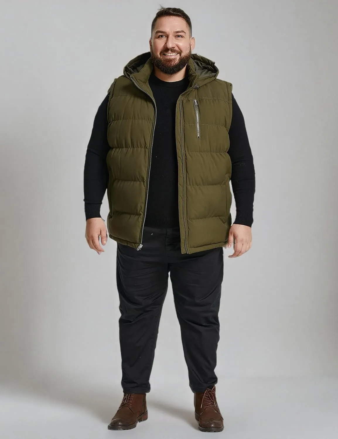 Soularge Men's Big and Tall Winter Warm Thick Utility Puffer Vest Outerwear