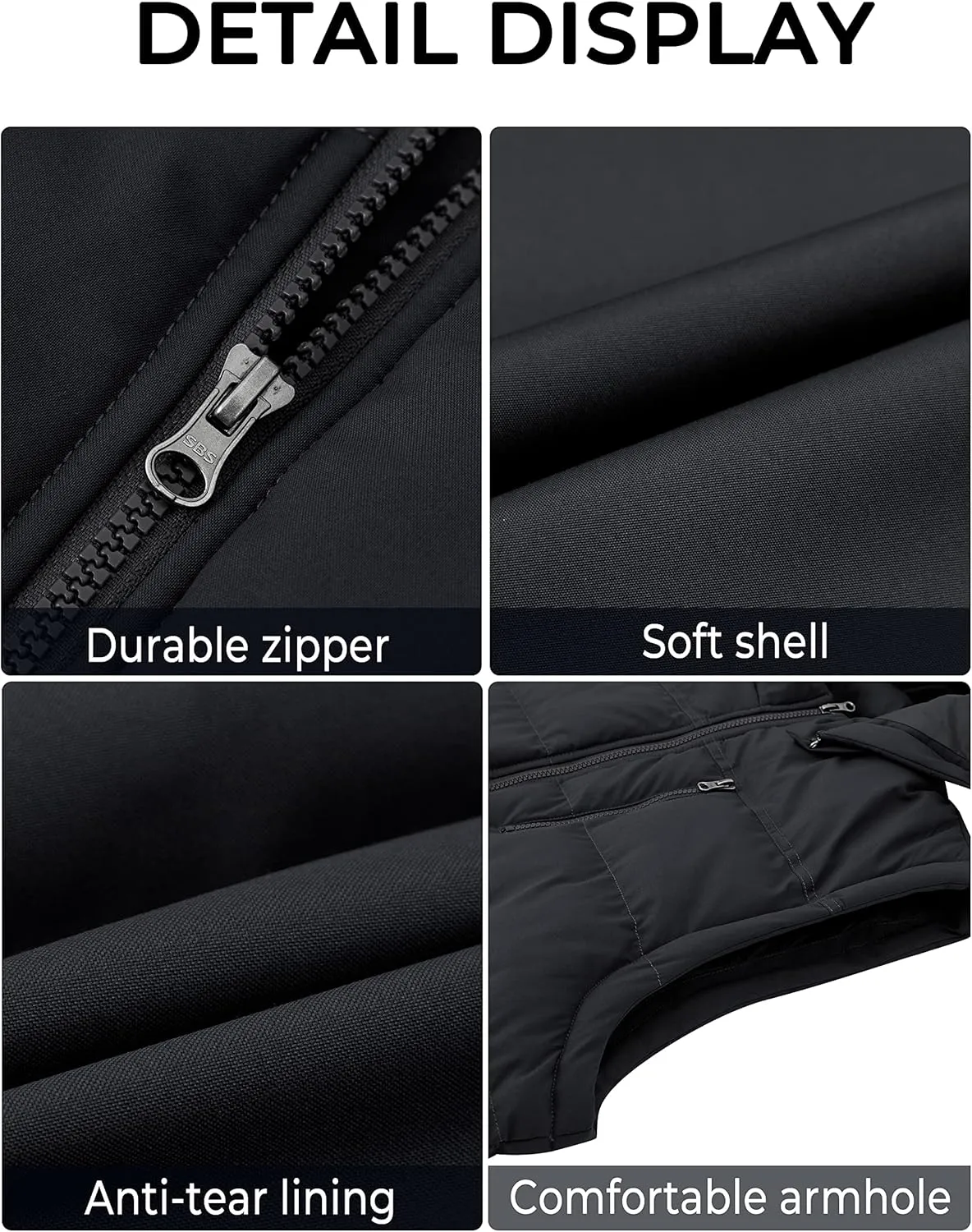 Soularge Men's Big and Tall Winter Warm Thick Utility Puffer Vest Outerwear