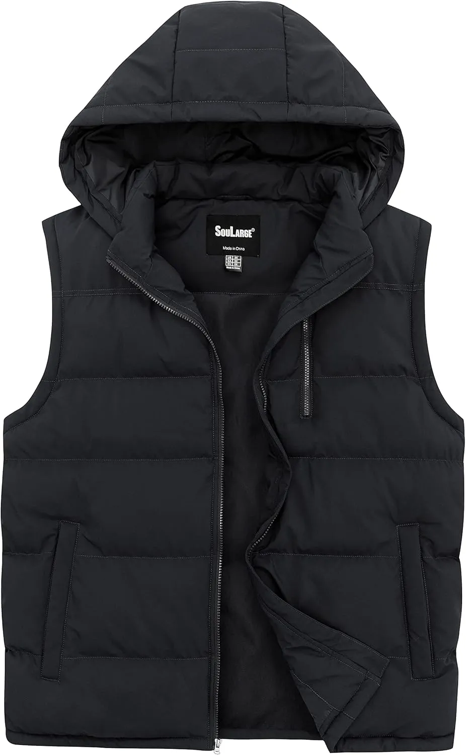 Soularge Men's Big and Tall Winter Warm Thick Utility Puffer Vest Outerwear