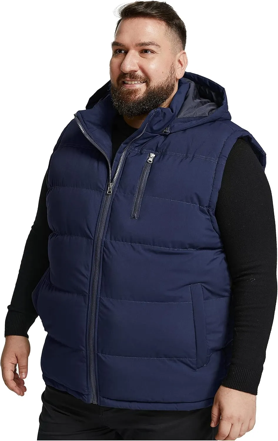 Soularge Men's Big and Tall Winter Warm Thick Utility Puffer Vest Outerwear