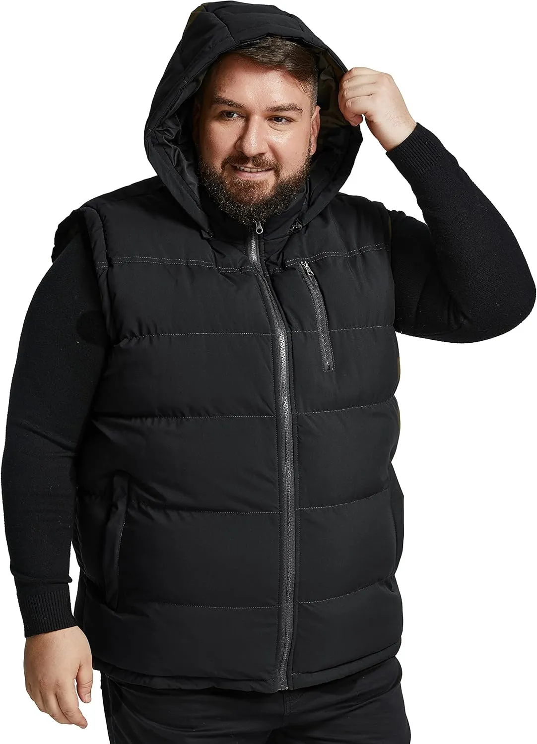 Soularge Men's Big and Tall Winter Warm Thick Utility Puffer Vest Outerwear