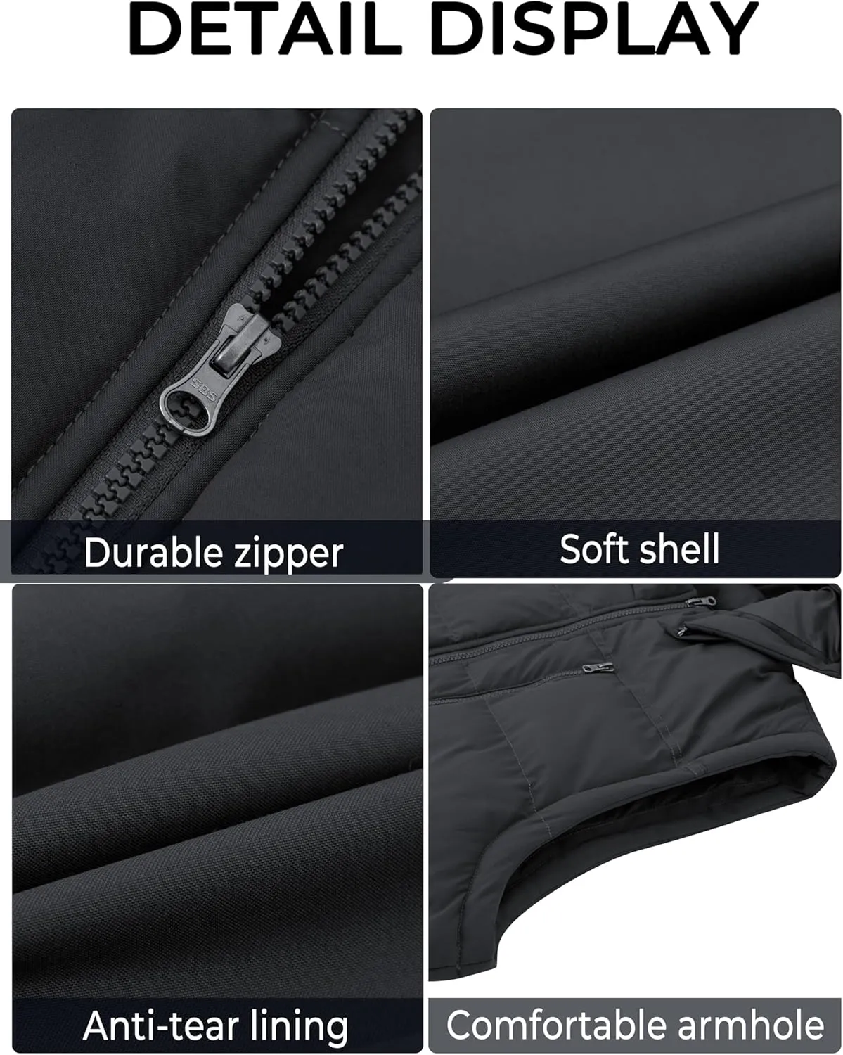 Soularge Men's Big and Tall Winter Warm Thick Utility Puffer Vest Outerwear
