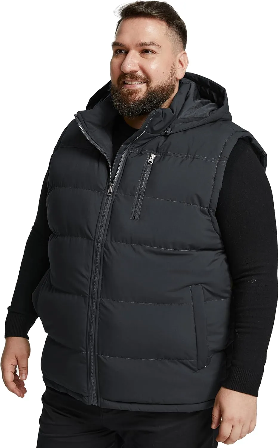 Soularge Men's Big and Tall Winter Warm Thick Utility Puffer Vest Outerwear