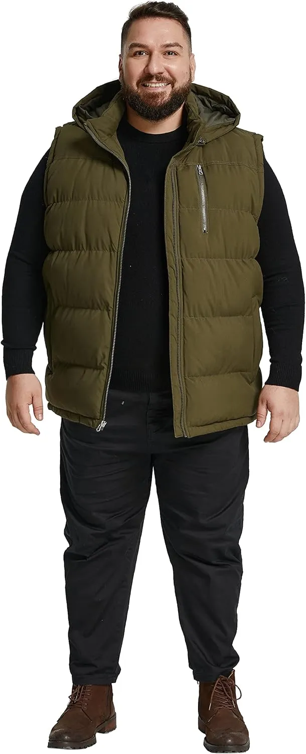 Soularge Men's Big and Tall Winter Warm Thick Utility Puffer Vest Outerwear