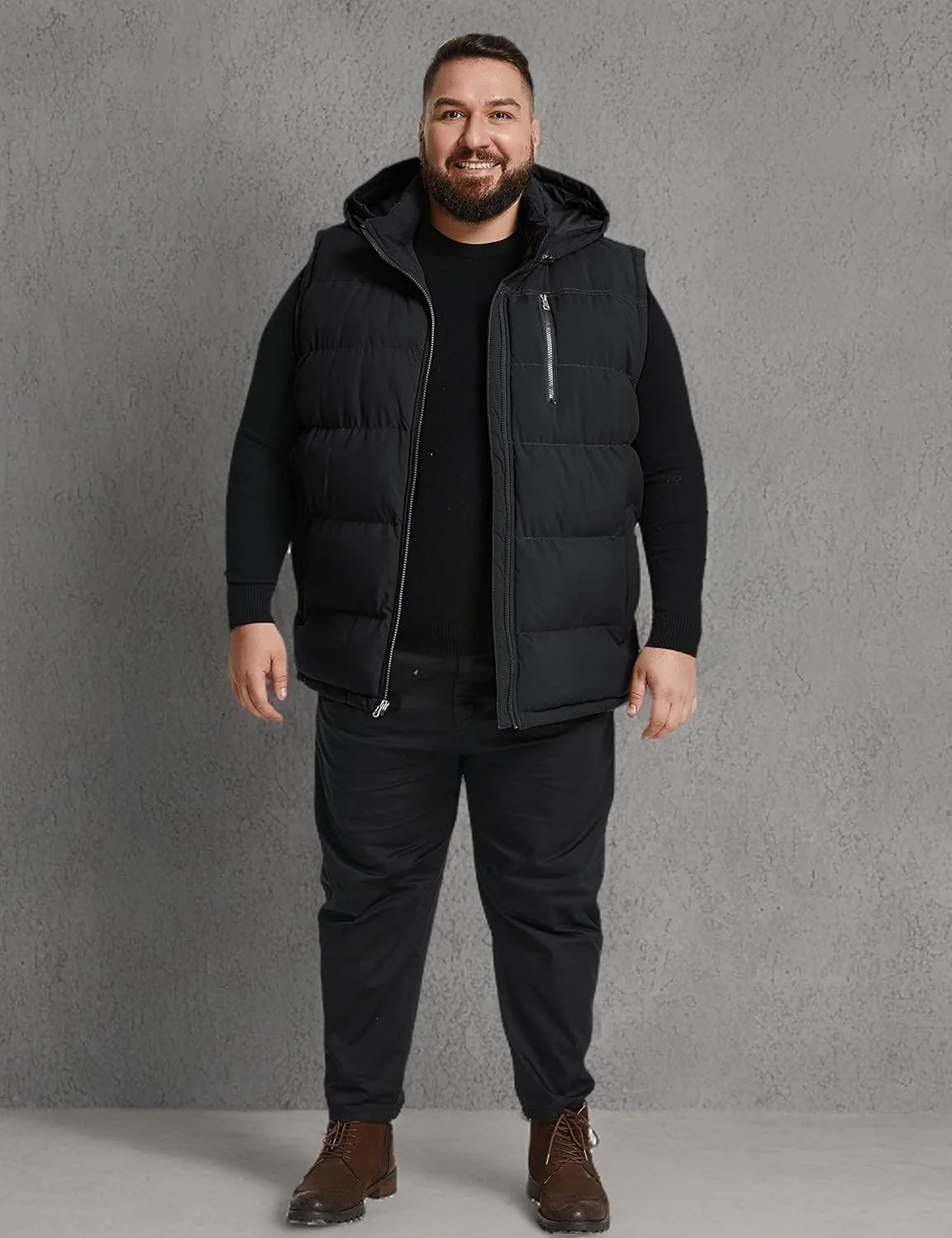 Soularge Men's Big and Tall Winter Warm Thick Utility Puffer Vest Outerwear