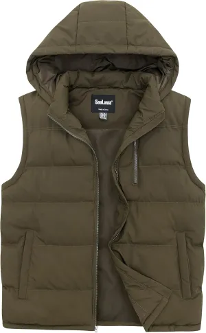 Soularge Men's Big and Tall Winter Warm Thick Utility Puffer Vest Outerwear