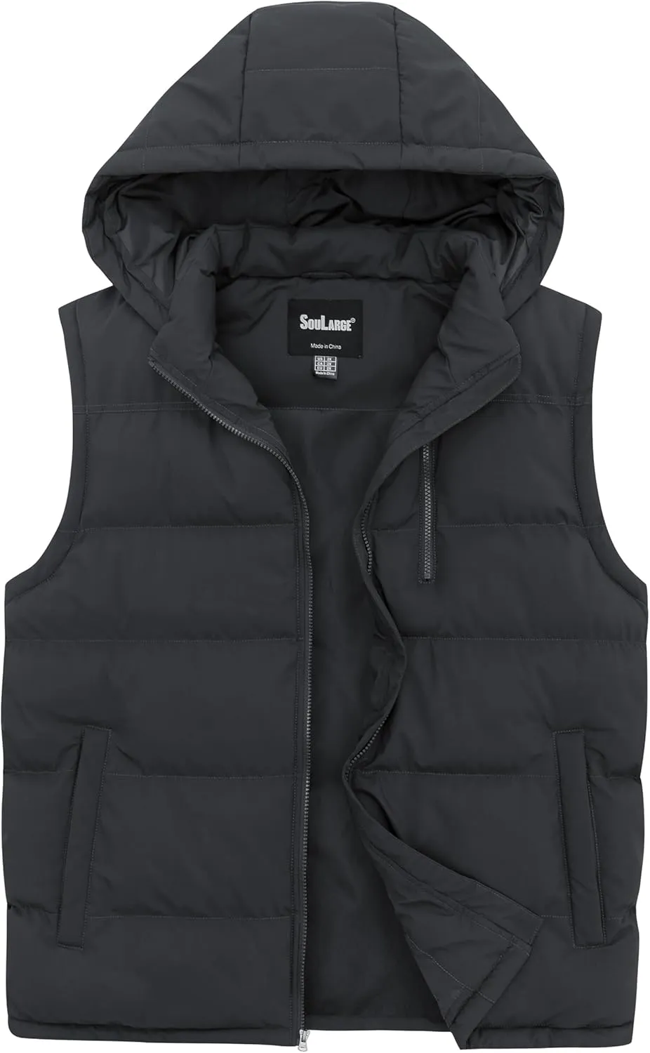 Soularge Men's Big and Tall Winter Warm Thick Utility Puffer Vest Outerwear