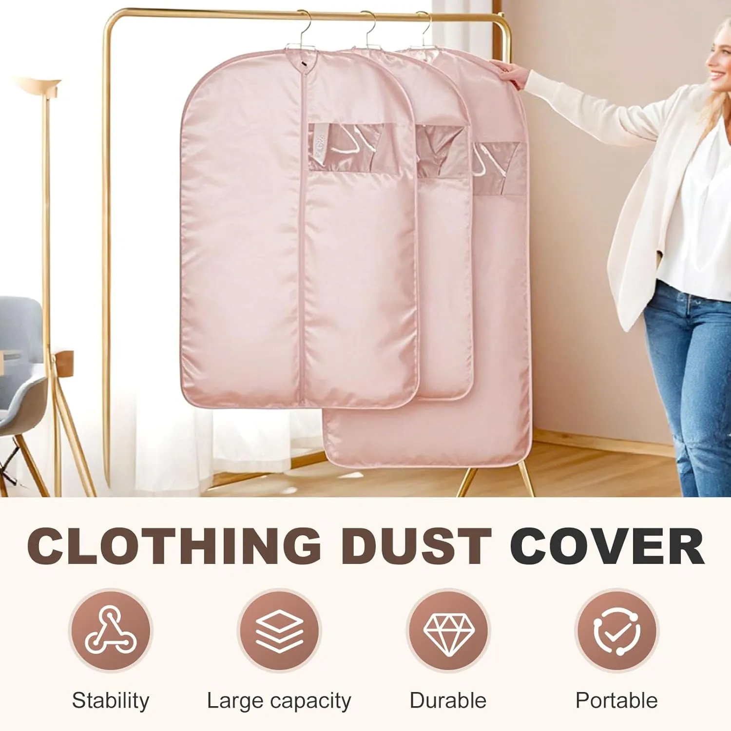 Space Saving Hanging Garment Bag with Self Compression Zipper, 2025 New Creative Closet Clothes Storage Bags, Household Hanging Clothes Dust Cover for Coats,Down,Jackets,Suits (Blue, Large)