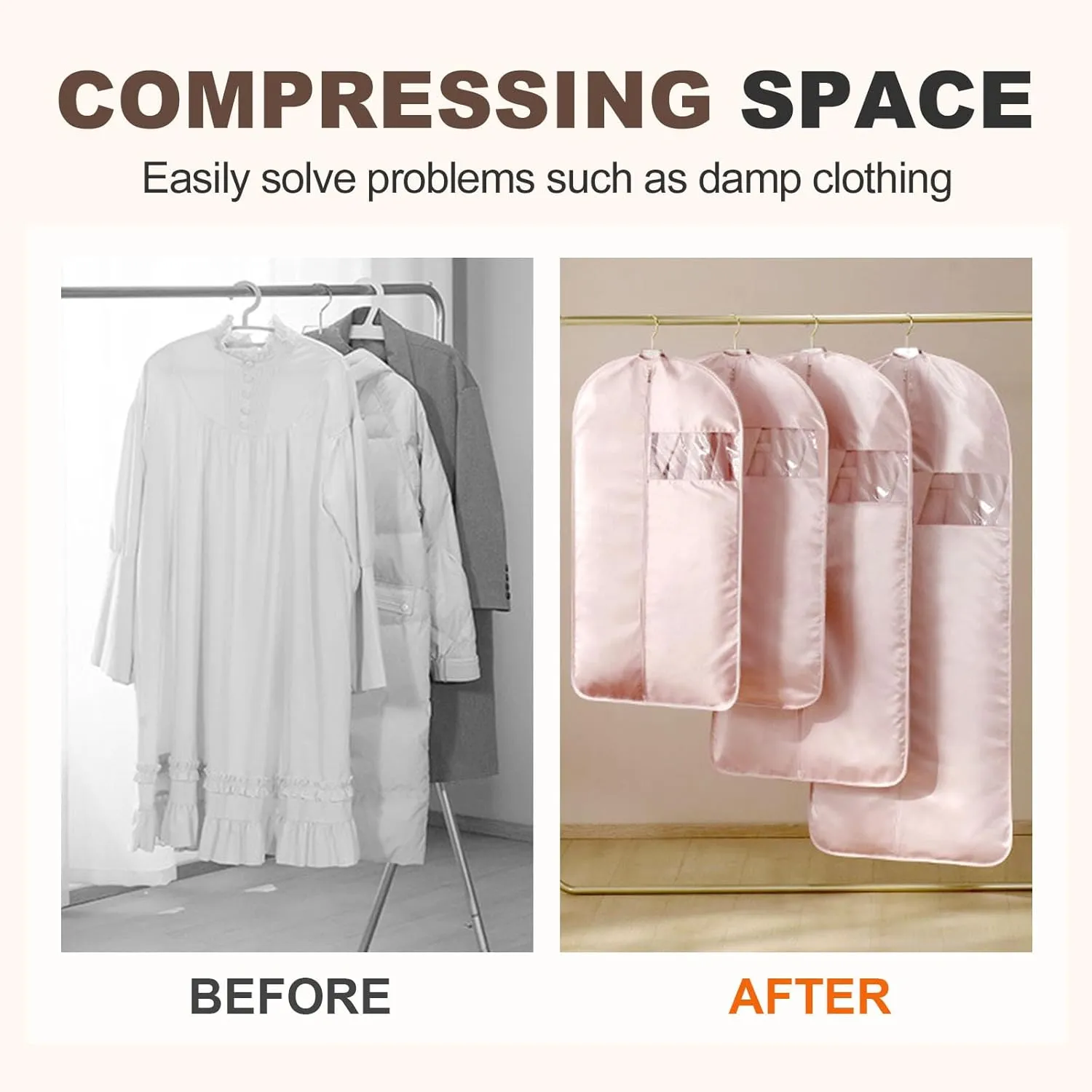 Space Saving Hanging Garment Bag with Self Compression Zipper, 2025 New Creative Closet Clothes Storage Bags, Household Hanging Clothes Dust Cover for Coats,Down,Jackets,Suits (Blue, Large)