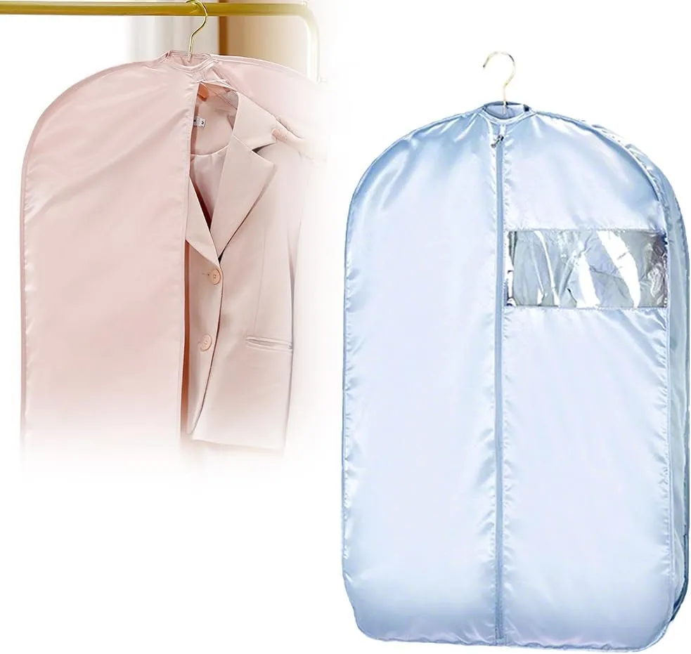Space Saving Hanging Garment Bag with Self Compression Zipper, 2025 New Creative Closet Clothes Storage Bags, Household Hanging Clothes Dust Cover for Coats,Down,Jackets,Suits (Blue, Large)