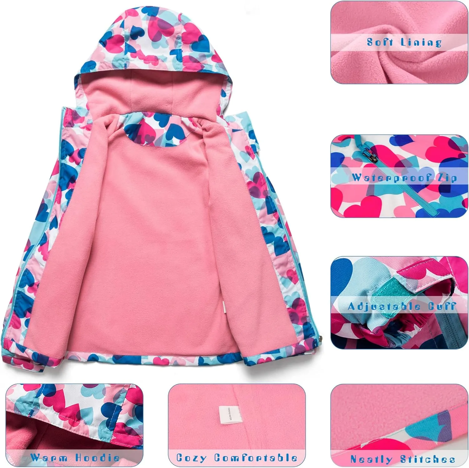 Sport Specific Clothing Hooded Girls Windproof Jacket Hiking Outdoor Recreation Coats Zip Up Kids Trench Outerwear